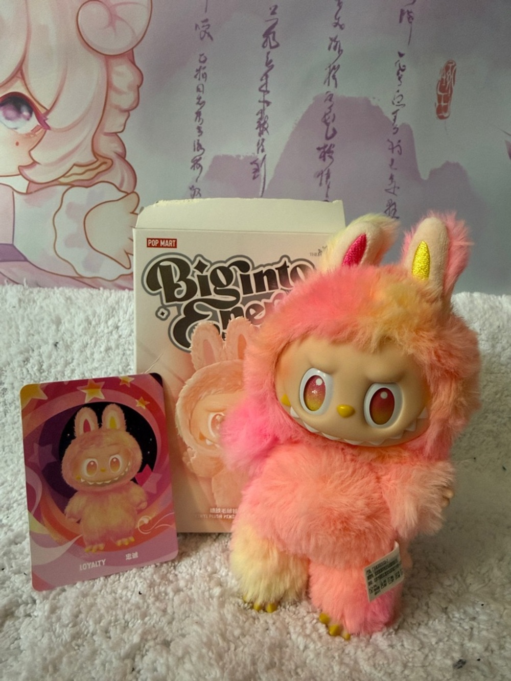 Pop Mart Pink Plush Monster Labubu Loyalty Collectible - Biginto Energy Series - Picture 2 of 2